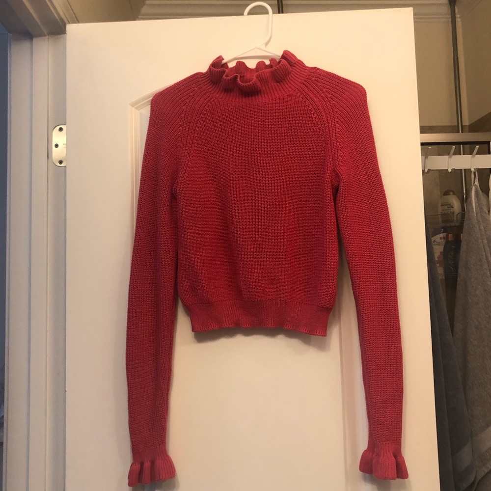 Pink Ruffle H&M Crop Sweater